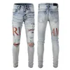 Pantaloni Uomo Donna Moda Nuovi Jeans da uomo Occhielli, Azzurro, Grigio scuro, Ami italiano Famoso marchio ri, Streetwear, Denim, Jeans skinny slim gamba dritta da motociclista, D2 Alta qualità