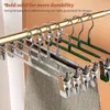 Hangers Racks 10Pcs Metal Trouser Hanger with Adjustable Clip Clothes Hanger Non Slip Pant Hangers Heavy Duty Saving Space Stainless Steels 231205