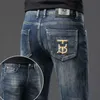 Jeans pour hommes Designer Automne et hiver épais Jeans pour hommes élastique Slim Fit petit droit marque de mode européenne haut de gamme jeunesse polyvalent pantalon HSL1