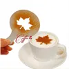 16st Set Mold Coffee Milk Cake Cupcake Stencil Mall Coffee Cappuccino Mall Gusto Strew Pad Duster Spray Tools G1206288V