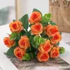 Decorative Flowers 5 Forks 11 Heads Simulated Eucalyptus Rose Happy Valentine's Day Wedding Proposal Party Decorations Artificial