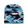 Berretti per bambini Versione coreana Palla di pelo Mantieni caldo Elasticità Beanie Ragazzi Ragazze Autunno Inverno Camouflage Cappello lavorato a maglia Berretto con teschio