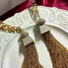 Kedjor Medieval Tassel Set med Shiny Crystal Ball Pendant Free Wrap Necklace Sweater Chain Women