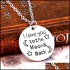 Pendentif Colliers Collier Mère Grand-mère Je t'aime à la lune et au dos Lettres Chaîne Drop Livraison Bijoux Pendentifs Dhzue