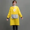 Aprons Korean Version Of Apron Wholesale Long Sleeve Home Kitchen Waterproof And Oil-proof Women's Cooking Pvc Cover Clothing 231204