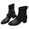 Qomen Designer Boots Bowtie Short Boots Mid Heels Leather Boots Rear Zipper Autumn and Winter