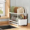 Kitchen Storage Drain Cupboard Narrow Shelving Household Countertop Dish Small Table And Chopsticks Stand Double Layer Rack