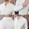 Heren T-shirts Herfst Dikker Effen Kleur Cubaanse Kraag Lange Mouw Voor Mannen Aziatische Maat Koreaanse Stijl Slim Fit mannelijke Trui T-shirt Tops