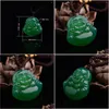 Anhänger-Halsketten Anhänger-Halsketten Joursneige Grüne Farbe Chalcedon Lachender Buddha Lucky Fine Carving Halskette Drop Delivery Jewelr Dht31