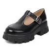 Geklede schoenen Klassiek Medium hakken Lolita meisjes Zwart Wit Punk Dames Platform met hakken 2023 Lente T-bandjes Pumps Loafer