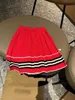 Brand designer kids tracksuits red Knitted Girls Dress suits Size 100-160 high quality baby sweater Pleated skirt hat Oct25