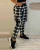 Women's Leggings Fashion Black Checked Cargo Pants For Women