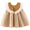 Girl Dresses Summer Baby Clothes Korean Fashion Cartoon Cute Plaid Sleeveless Cotton Toddler Born Princess Dress Infant BC796