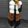 Fur en fourrure pour femmes mode femme patchwork couleur épaisse veste à fourrure chaude