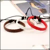 Charm Bracelets Charms Handmade Vintage Weave Pu Leather Accessories Bracelet Drop Delivery Jewelry Dhdos