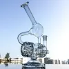 Clear Unique Glass Bong Hookahs Inline Percolator Oil Dab Rigs Recycler Bongs With Double Recyclers Chamber 14mm Joint Water Pipes 12 LL