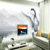 Novo personalizado 3d lindo romântico lindo lago de cisnes tv decoração de parede papel de parede pintura para paredes 3 d para sala de estar 261b