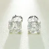 Diamond Passed Test Allergic Free 925 Sterling Silver 0.5CT 1CT 2CT Flashing Moissanite Earrings Studs for Men Women Gift