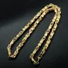 Två ton guldfärghalsband titan rostfritt stål 55 cm 6mm tung länk byzantinsk kedjor halsband för män smycken257r