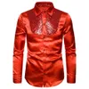 Men's Casual Shirts s Men'S Shirt Solid Color Long Sleeve Shiny Sequins Buttons Stage Business Nightchlub Shirt 231205