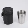 Ensemble de 4 tasses en acier inoxydable, pratiques de voyage en plein air, Mini ensemble de verres pour whisky et vin avec étui, verres portables 30ml/70ml