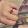 Кольца для женщин Женское кольцо Красная роза Садовый цветок Листья Открытый палец изменяемого размера Для подарка на День Святого Валентина Ювелирные изделия Прямая доставка Dhzqg