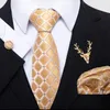 Bow Ties Luxury Gold Silk for Men 2023 Floral Jacquard mouchoir de bouchons de manchette