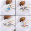 Pendant Necklaces Colorf Butterfly Necklace Enamel Drop Oil Pendants Necklaces Jewelry Gift Long Drop Delivery Jewelry Necklaces Penda Dh4Ah