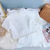 Conjuntos de roupas verão meninas crianças conjunto branco dois 2 peças top shorts roupas de bebê crianças roupas de aniversário para mulheres