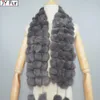 Scarves Winter Women Genuine Fur Scarf Real Rex Rabbit fur Balls Scarves Russian Cute Female Fashion Warm Fur Scarf Colourful 231204