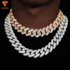 Collier pour hommes, bijoux populaires à la mode, S925 glacé Vvs Moissanite Baguette diamants 15mm, chaîne cubaine Hip Hop, nouvelle collection 2023
