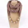 Chains Fashion Scarves Collar Pendant Scarf Beads Solid Color Jewelry Fancy Bead Bib Vintage Ethnic Necklace Women