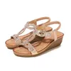 Dress Shoes Large Size Bohemian Sandals Retro Woman Summer Heels Suit Female Beige Med Clogs Wedge Big Boho Original Fashion Comfort R