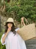 Duffel Bags Fitshinling Handgjorda halm Bag Bohemian Holiday Vintage Large Capacity Moven Rattan Shoulder Handbags For Women Tote Female