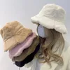 Wide Brim Hats Bucket Hats Soft Ruffle Sweet Bucket Hat Plush Lotus Leaf Winter Warm Fisherman Hat Women Girls Autumn Outdoor Panama Casual Caps Hats 231204