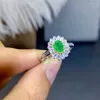 Cluster Rings KJJEAXCMY Fine Jewelry 925 Sterling Silver Inlaid Natural Adjustable Emerald Female Miss Girl Woman Ring Trendy Support Test