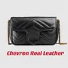 Marmont Chevron Leather Super Mini Bag Key Ring Inside Attable to Big Tote mjukt strukturerad formflikstängning med dubbel let306w