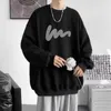 Hoodies masculinos moletom aconchegante impresso solto hip hop streetwear engrossado pulôver de manga longa com bainha elástica para o outono