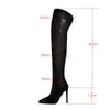 Bottes 2023 Femmes Sexy Slim Fit sur le genou Talons hauts pointus Mode Eau Diamant Discothèque Chaussures 231205