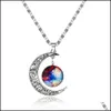 Pendant Necklaces Elements Fashion Korean Jewelry Vintage Starry Moon Outer Space Universe Gemstone Drop Delivery Pendants Dhv84