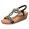 Dress Shoes Large Size Bohemian Sandals Retro Woman Summer Heels Suit Female Beige Med Clogs Wedge Big Boho Original Fashion Comfort R