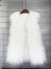 Moda inverno meados de longo fofo colete de pele sintética feminino colorido mongólia ovelha gilet casacos falsos
