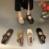 Luxury designer shoes spring shoes ninja shoes round split toes light colored women's single shoe buckle women's casual soft Mary Jane Shoes