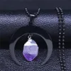 Pingente colares bruxaria adivinhação lua roxo cristal natural colar de aço inoxidável feminino cor preta jóias bijuteria n312v