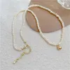 Collares colgantes elegante gran perla de imitación blanca cuentas de color oro gargantilla collar de cadena de clavícula para mujeres collar de joyería de boda 2023
