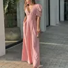 Casual Dresses Women Fashion V-ringen Jumpsuit 2023 Madam High-End Sexig solid färg backless midja typ ihålig bakbubbla ärmar