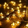 Strings Cherry Blossom String Lights Battery Powered Waterproof Fairy Garland Lighting Crystal Flowers Lamps Holiday Decor Light