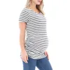Camiseta feminina de manga curta para maternidade Smallshow com babados laterais para gravidez, pacote com 3