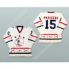 Custom WHA 1972-73 Michael Parizeau 15 All Star White Hockey Jersey New Top Top Sitched S-L-XL-XXL-3XL-4XL-5XL-6XL