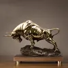 Ny Golden Wall Bull Figurine Street Sculptu Cold Cast Coppermarket Home Decoration Gift for Office Decoration Craft Ornament223Z